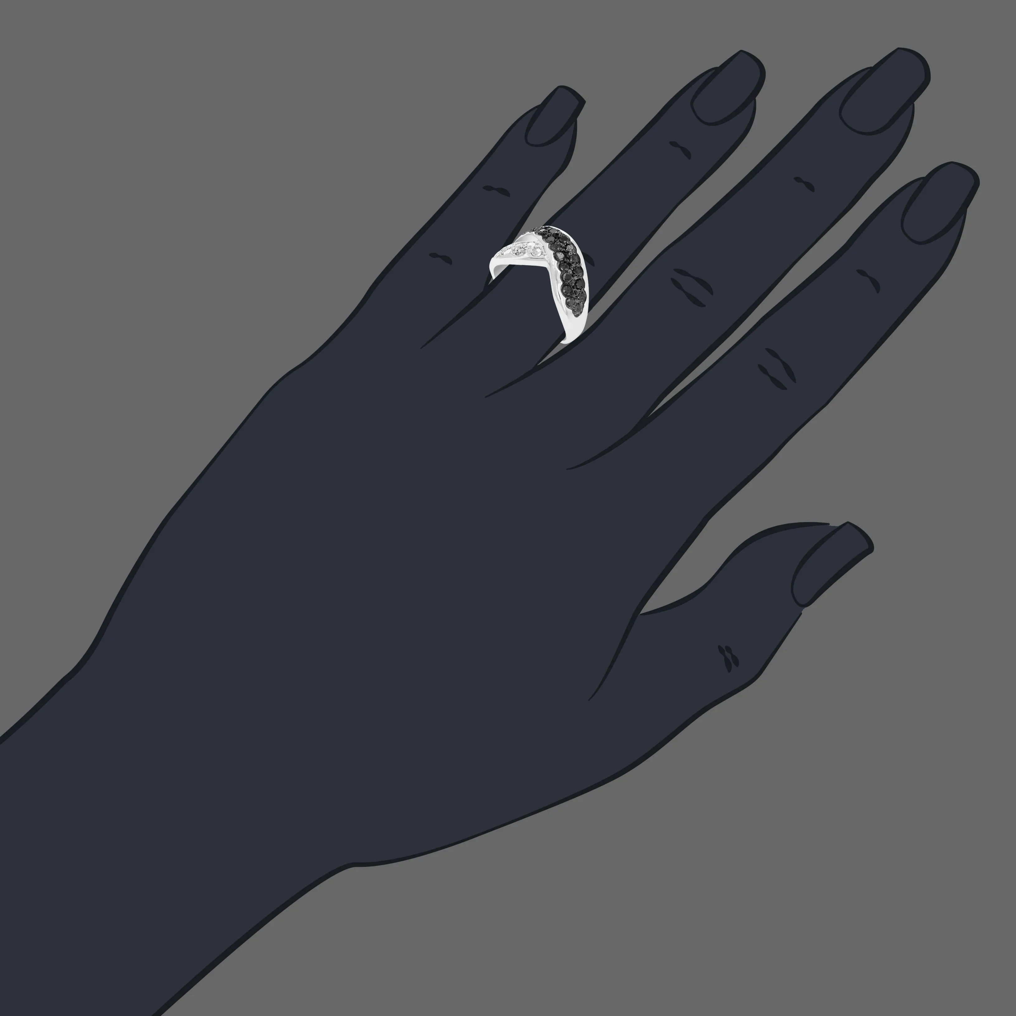 1 cttw Black Diamond Braid Statement Ring in Sterling Silver