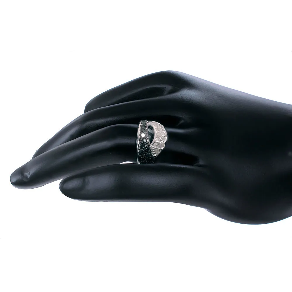 1 cttw Black Diamond Braid Statement Ring in Sterling Silver