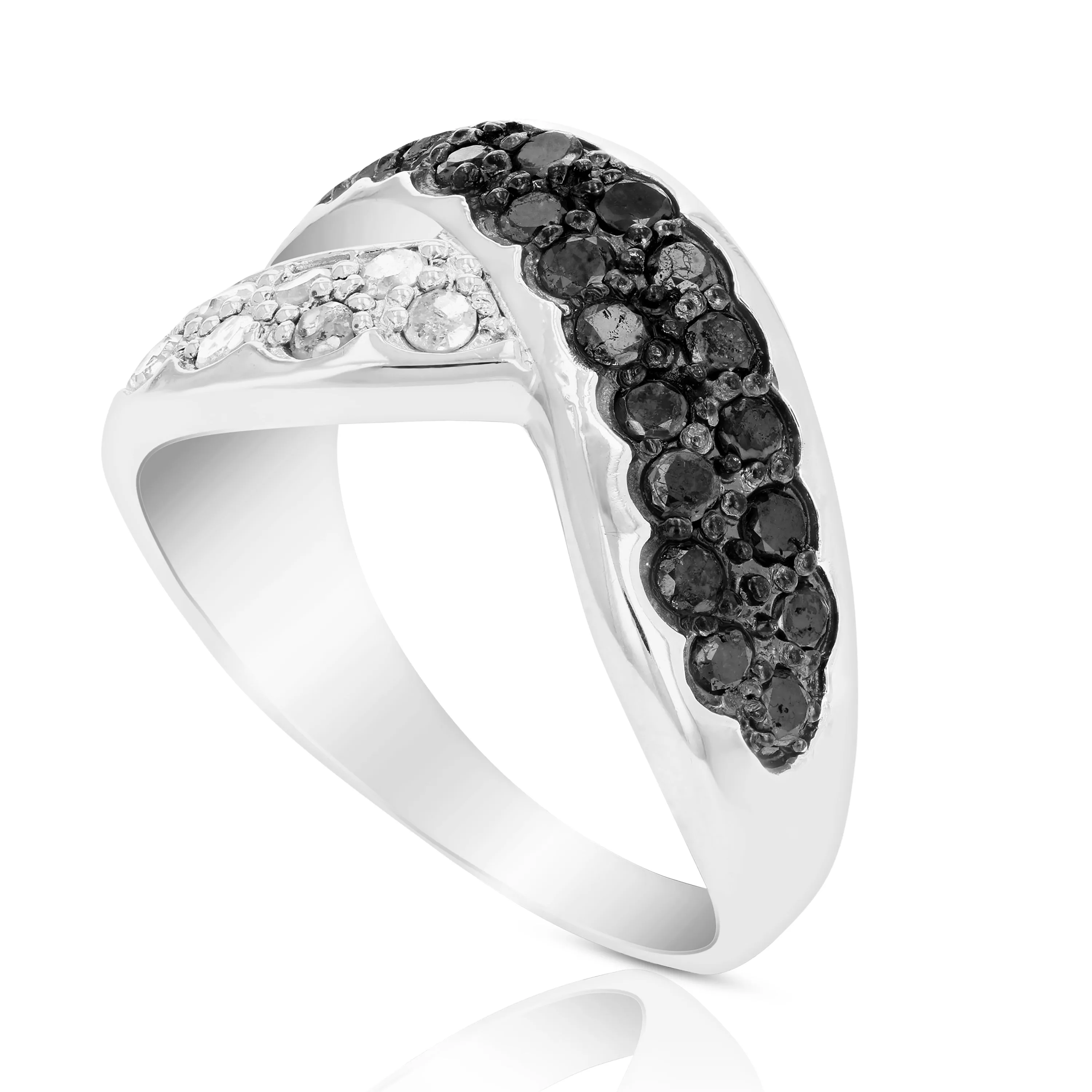 1 cttw Black Diamond Braid Statement Ring in Sterling Silver