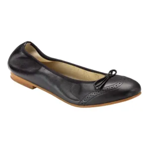 1540 - Elegant Black Leather Bow Shoe for Girls