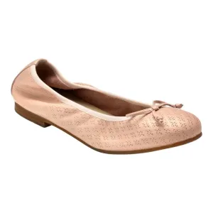 1627 - Soft Pink Leather Girls Bow Shoe