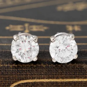 1.62ctw Round Brilliant Cut Diamond Stud Earrings