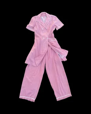 1940s Picnic Blanket Gingham Two Pice Side Button Lounge Set
