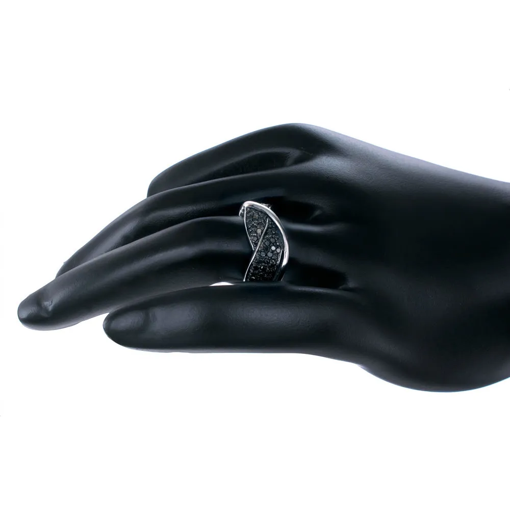 3/4 cttw Black Diamond Ring in Sterling Silver