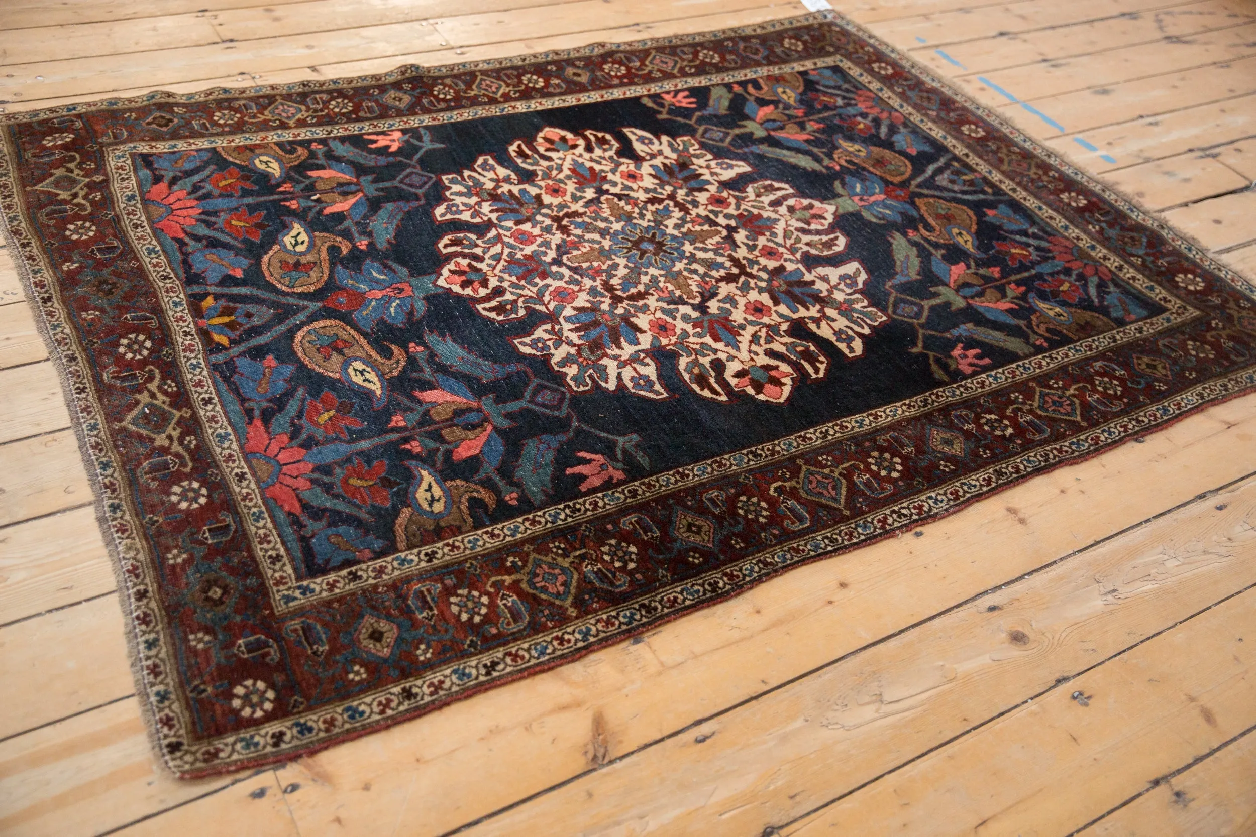 4.5x6 Antique Kurdish Bijar Rug
