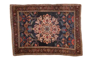 4.5x6 Antique Kurdish Bijar Rug