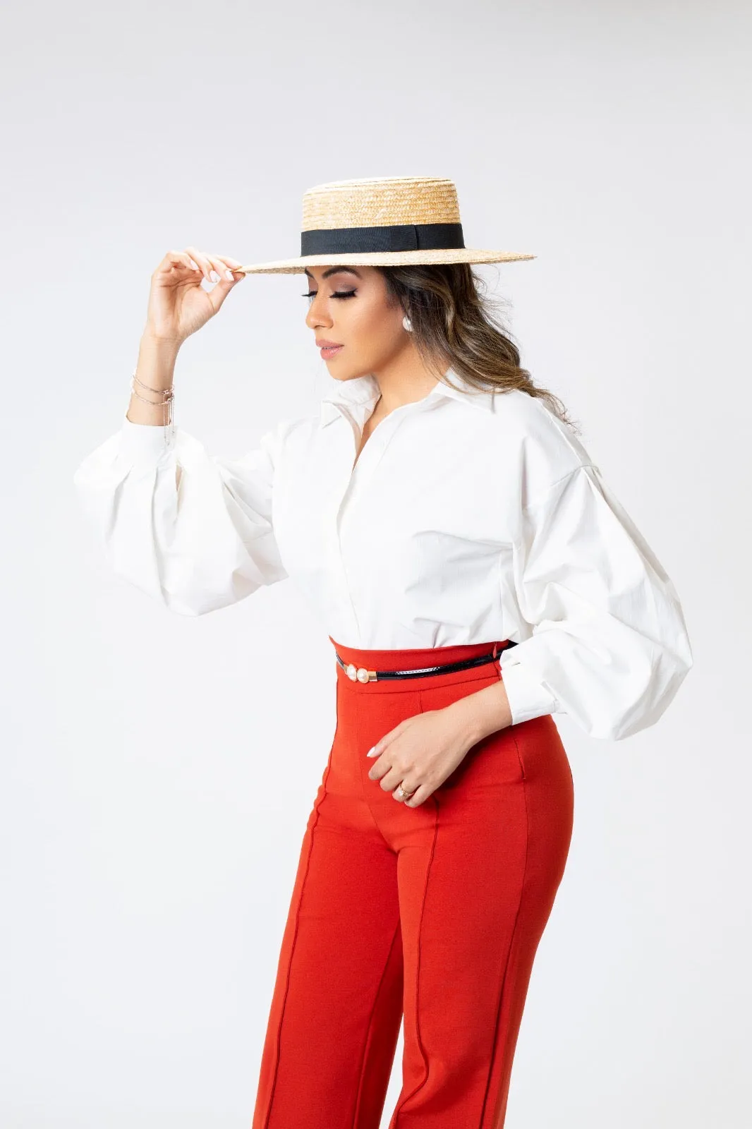 Abella Wide Brim Boater - Black Band