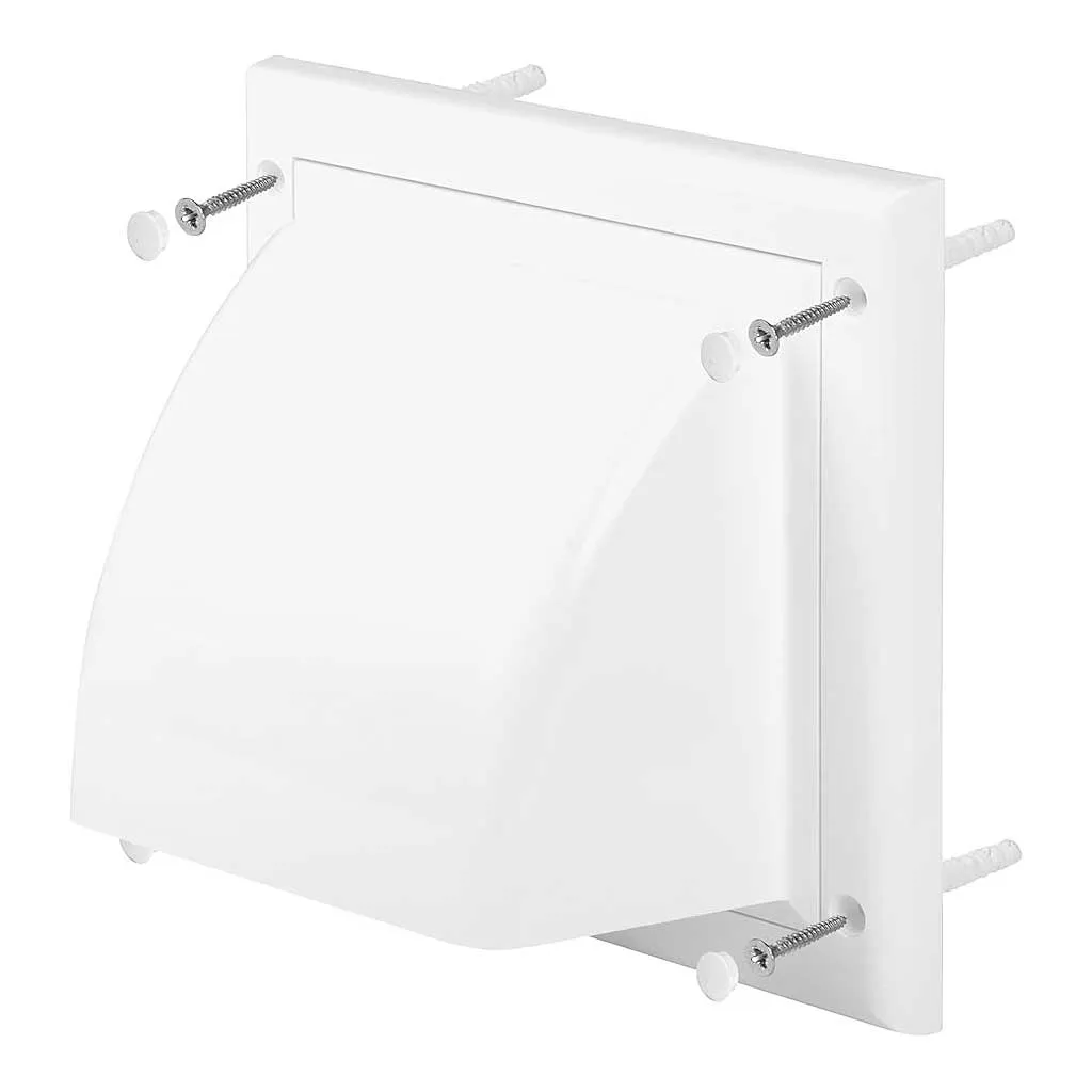 Air Vent Cover Hooded Backdraft Shutter White External 100 125 150mm