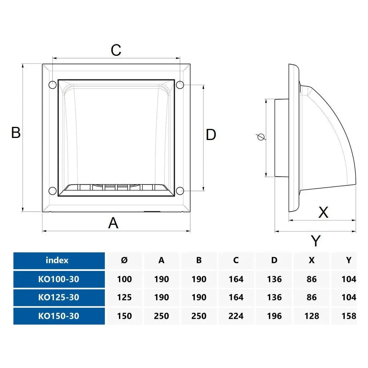 Air Vent Cover Hooded Backdraft Shutter White External 100 125 150mm