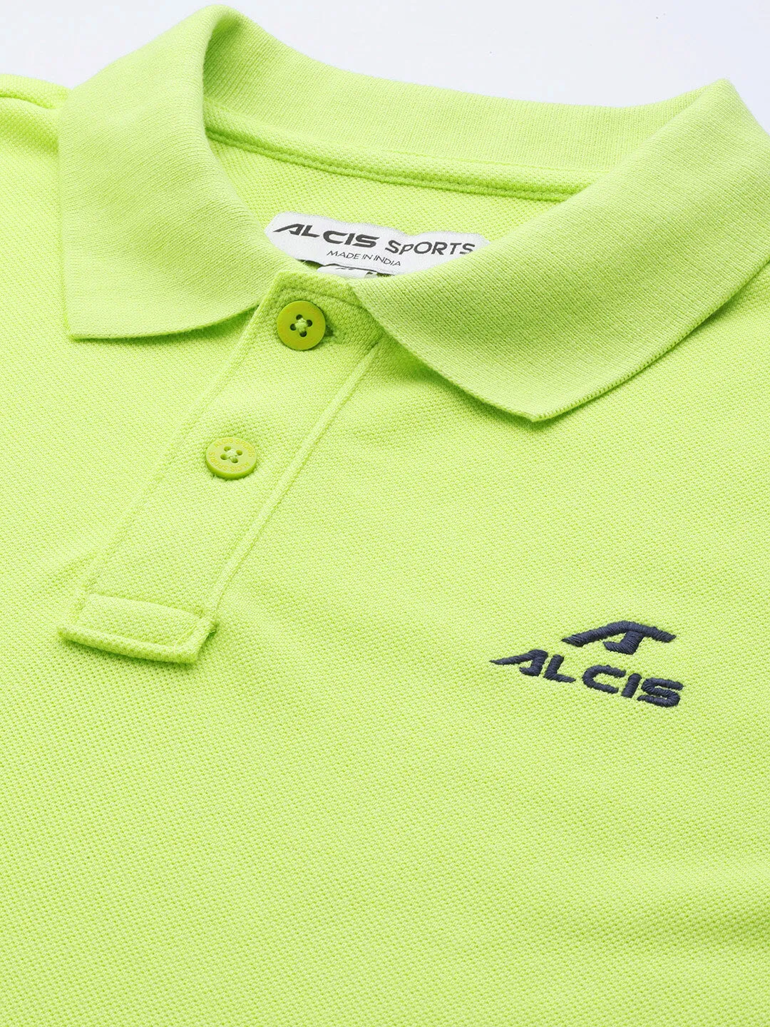 Alcis Men Lime Green Typography Printed Polo Collar Slim Fit T-shirt