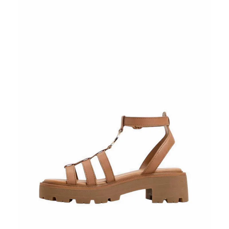 ALDO LAMINGTON HEELED SANDALS - MEDIUM BROWN