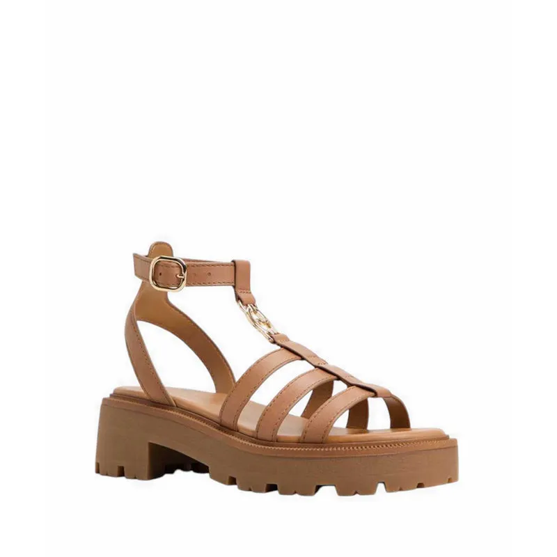 ALDO LAMINGTON HEELED SANDALS - MEDIUM BROWN