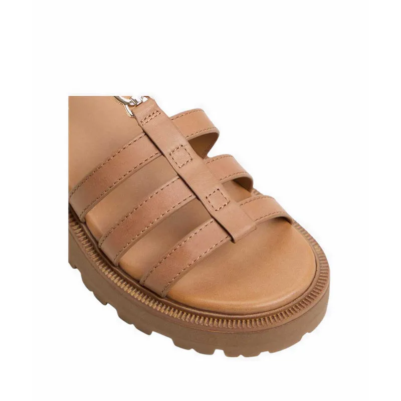 ALDO LAMINGTON HEELED SANDALS - MEDIUM BROWN