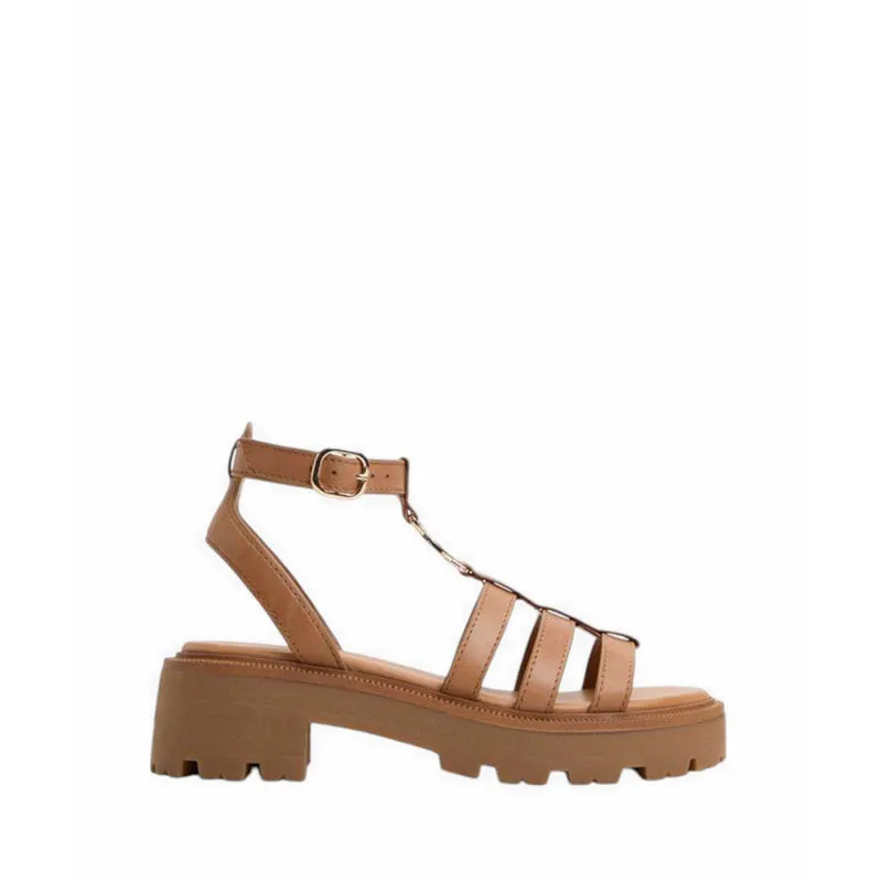 ALDO LAMINGTON HEELED SANDALS - MEDIUM BROWN