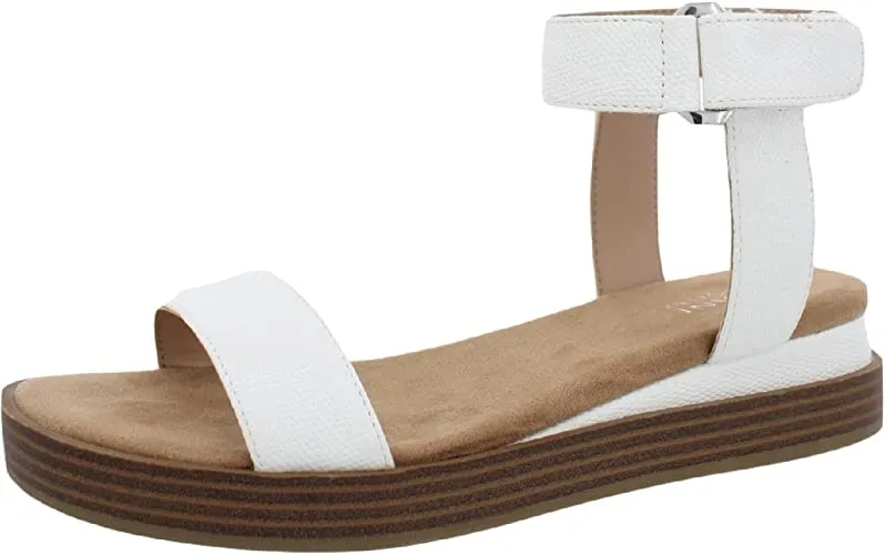 Alfani Womens Cherryll Leather Flats Slingback Sandals White 7.5 Medium (B,M)