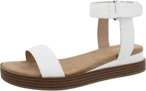 Alfani Womens Cherryll Leather Flats Slingback Sandals White 7.5 Medium (B,M)