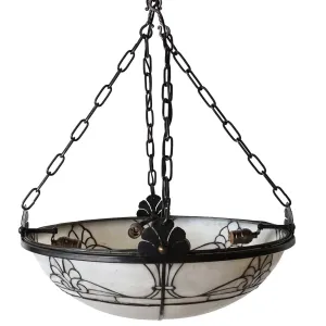 American Bayley & Sons Equalite White Leaded Glass Dome Shade Pendant Light