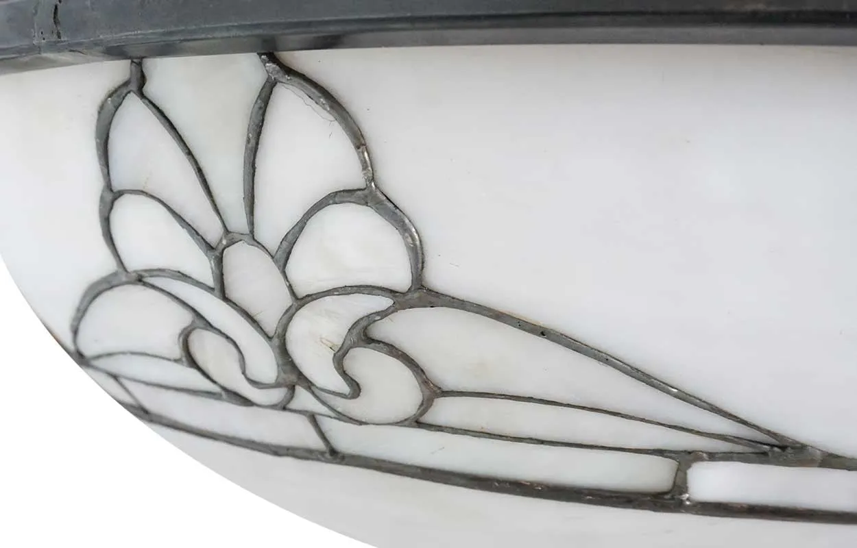 American Bayley & Sons Equalite White Leaded Glass Dome Shade Pendant Light