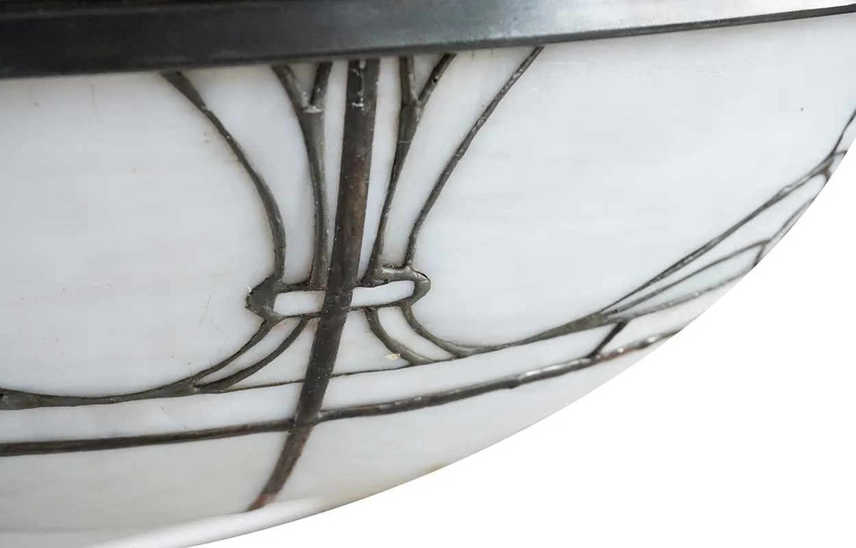 American Bayley & Sons Equalite White Leaded Glass Dome Shade Pendant Light