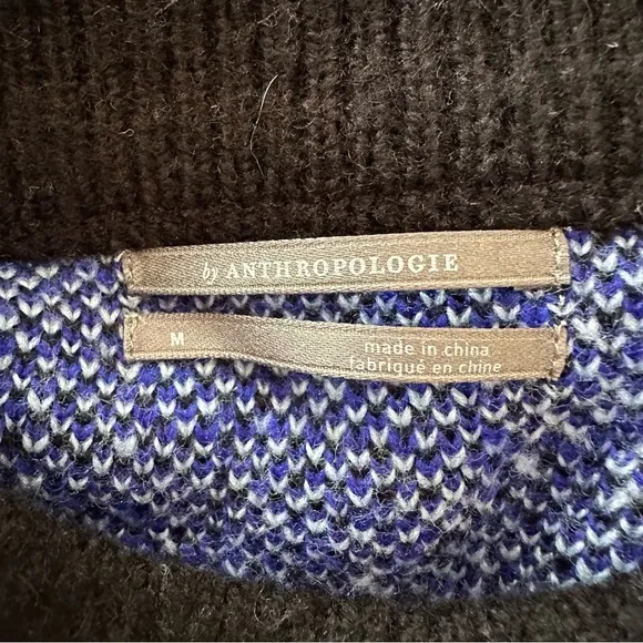 ANTHROPOLOGIE Salma Striped Eyelash Sweater Blue Motif Size M