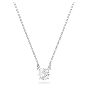 Attract Necklace, Round, White, Rhodium Plated