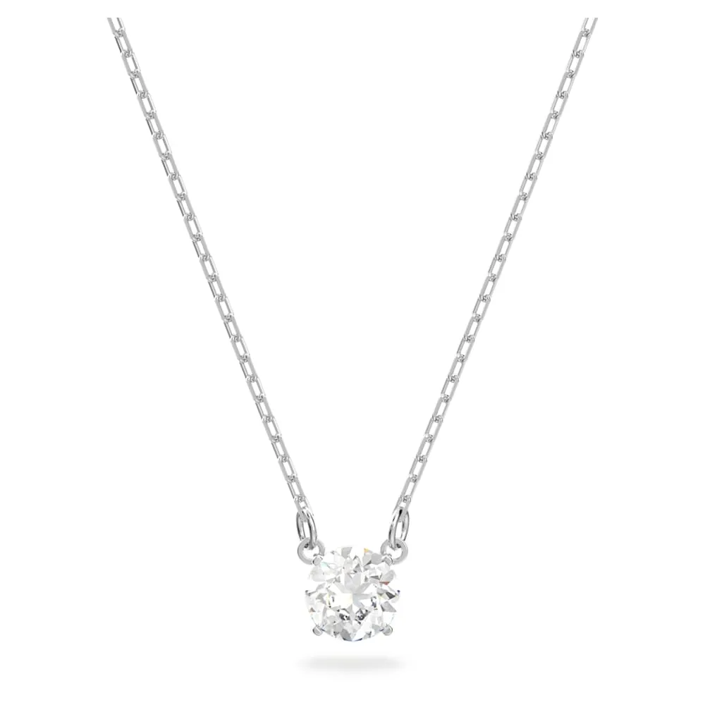 Attract Necklace, Round, White, Rhodium Plated