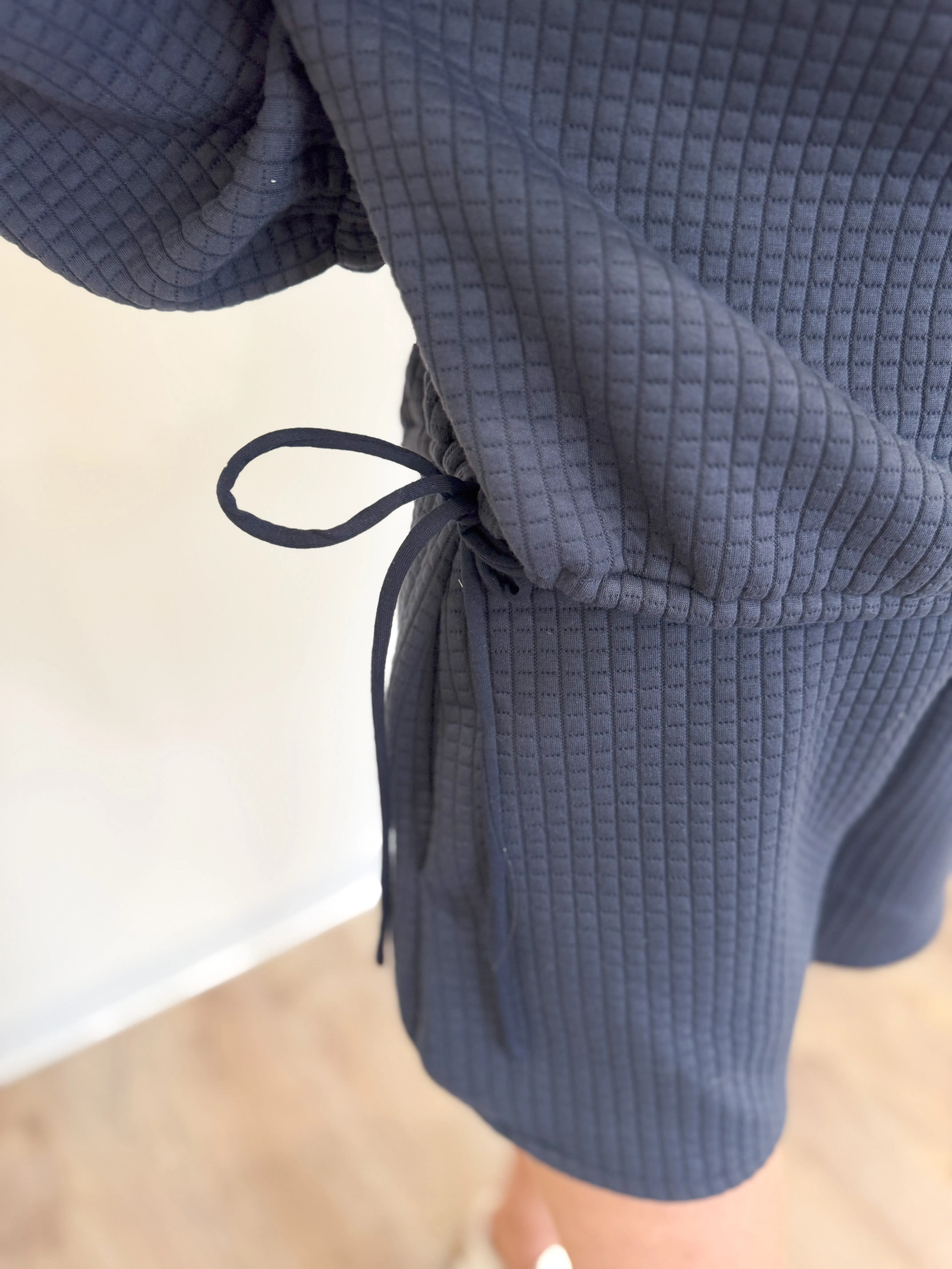 Austyn Side Tie Crewneck in Navy