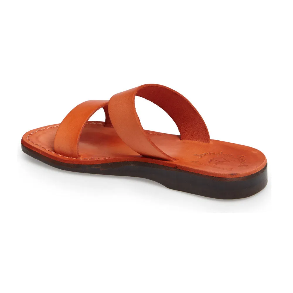 Aviv - Leather Wide Strap Sandal | Orange