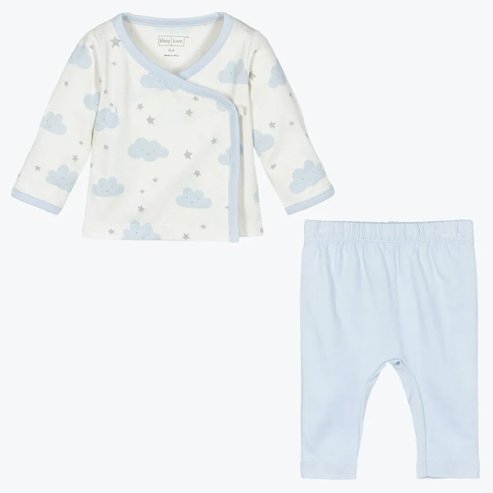 Baby Clouds Pant Set in Blue