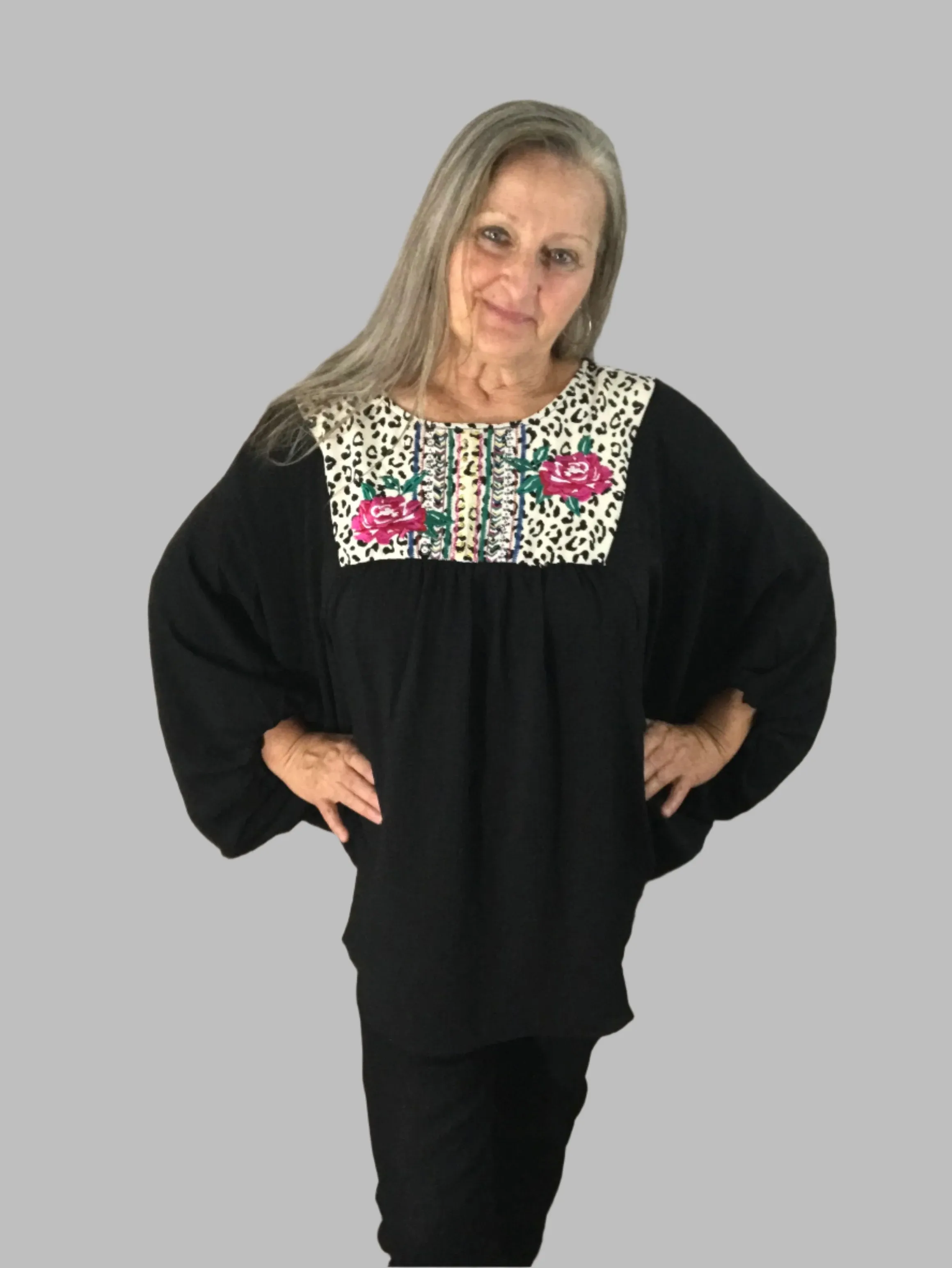 Black Baby Doll Top w/Flared Sleeves