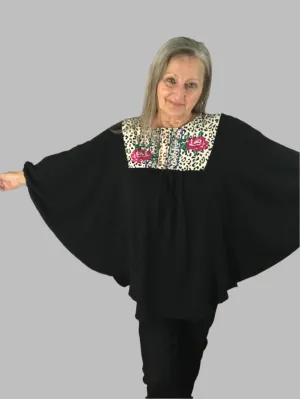 Black Baby Doll Top w/Flared Sleeves