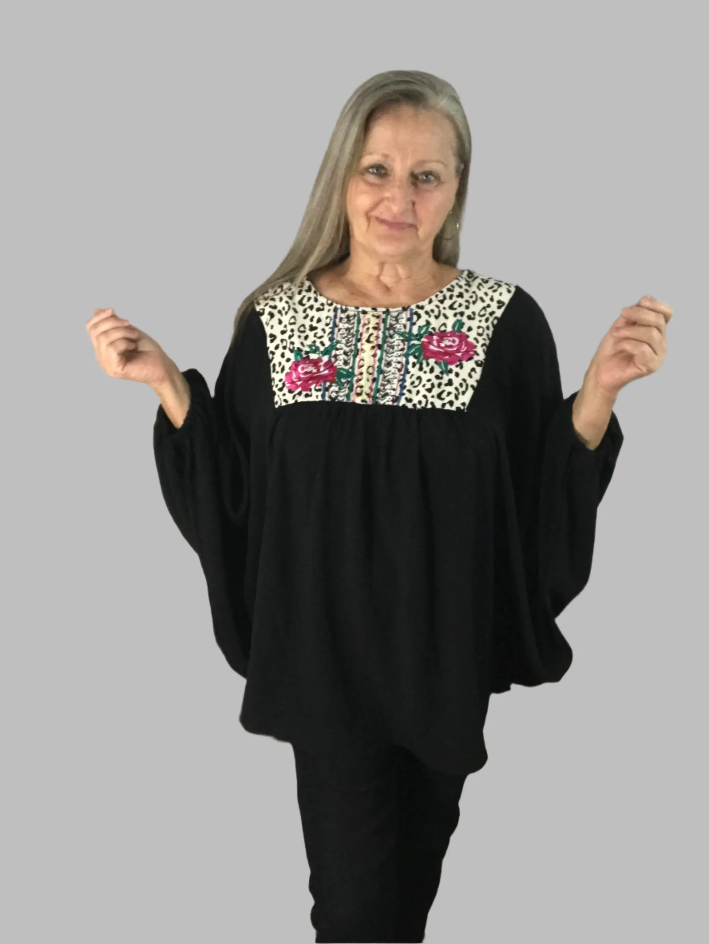 Black Baby Doll Top w/Flared Sleeves