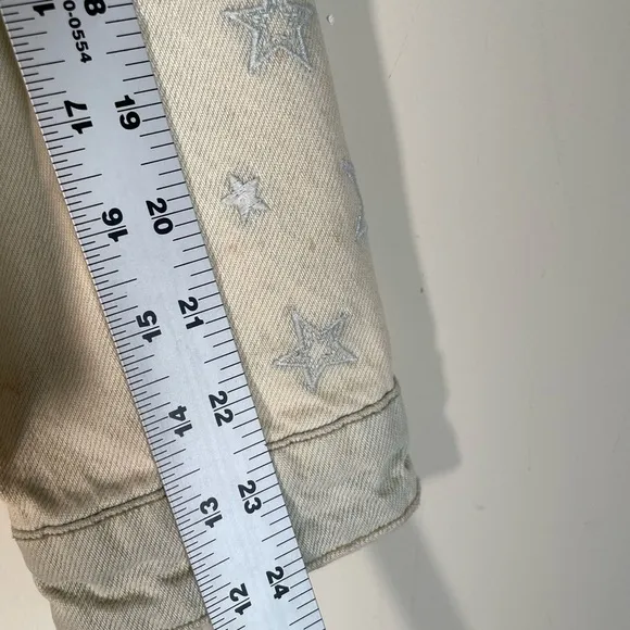 Blank NYC Raw Hem Ombré Distressed Denim Blue Jean Jacket STARS Sz M Slouchy