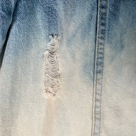 Blank NYC Raw Hem Ombré Distressed Denim Blue Jean Jacket STARS Sz M Slouchy