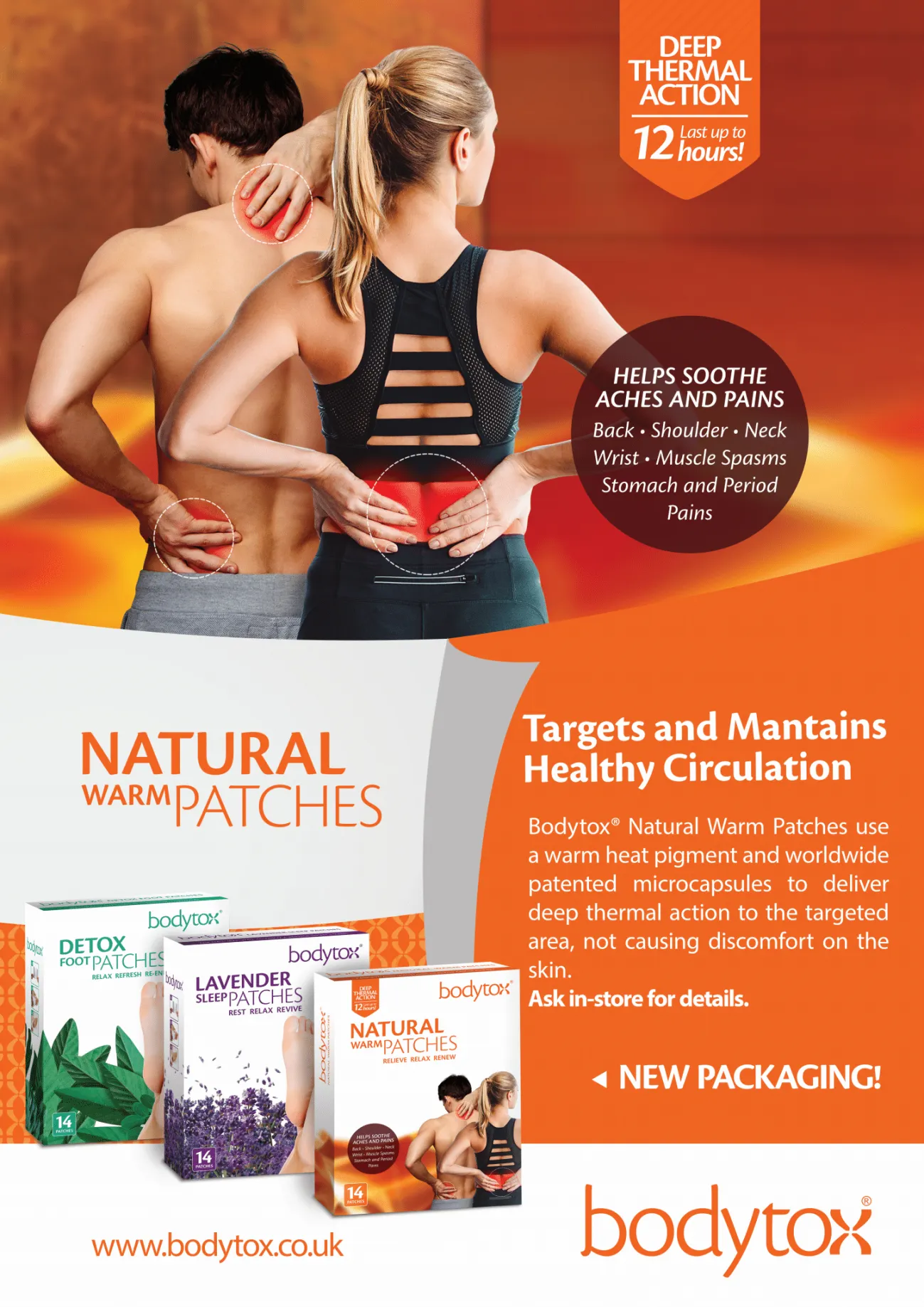 Bodytox Natural Warm Patches Trial Pack of 2
