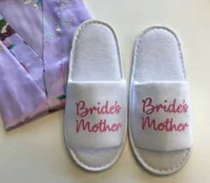 Bride's Mother Slippers - Light Pink Glitter Script, Style C
