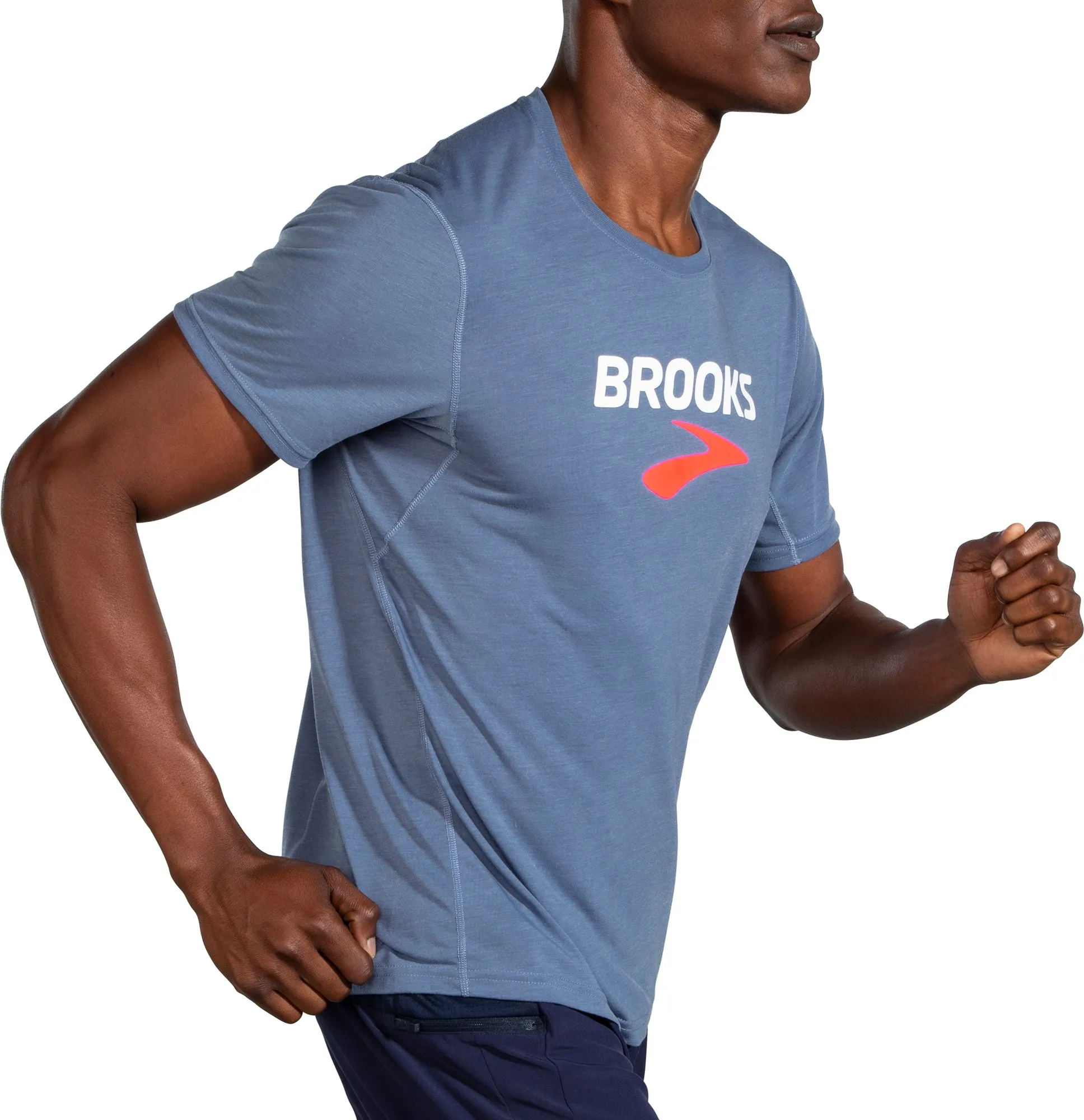 Brooks Distance Graphic Short Sleeve Mens Running Top - Blue