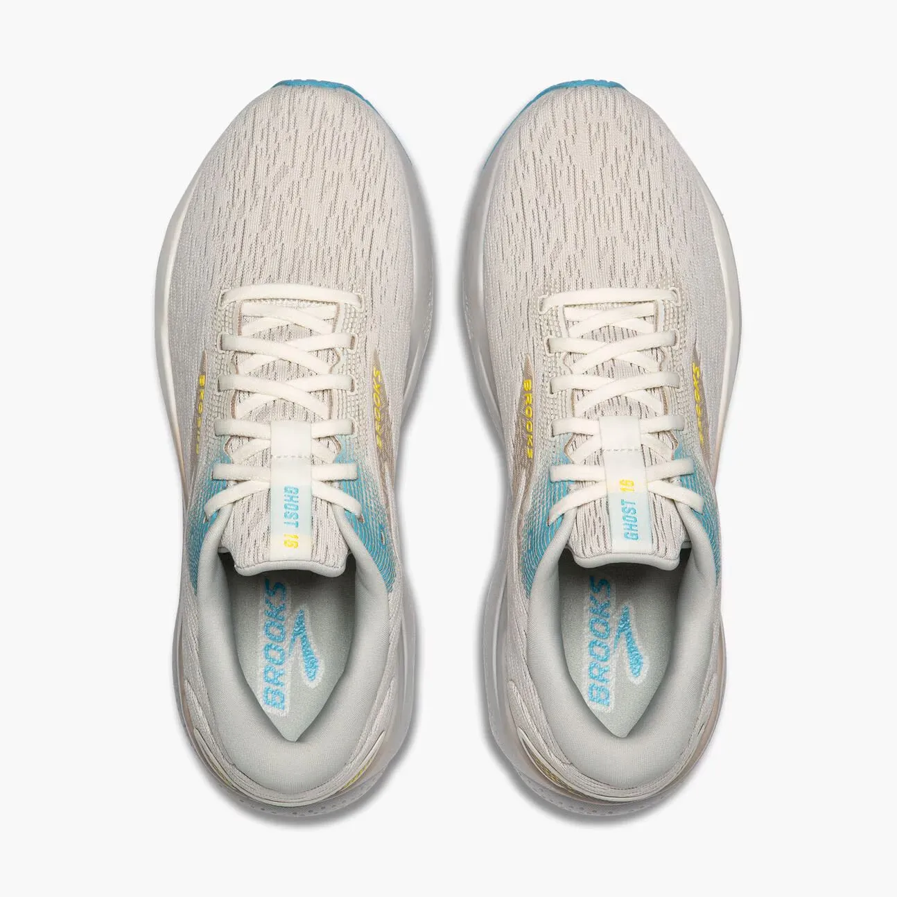 Brooks Men's Ghost 16 (D Width) - Coconut/Blue/Yellow