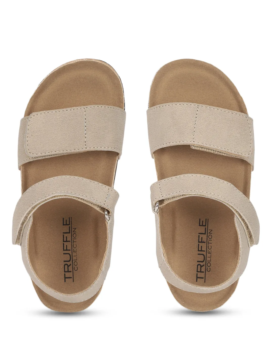 Brown Camel Cork-Latex Footbed Velcro Sandals For Kids-Unisex (TC-100511-BROCML)