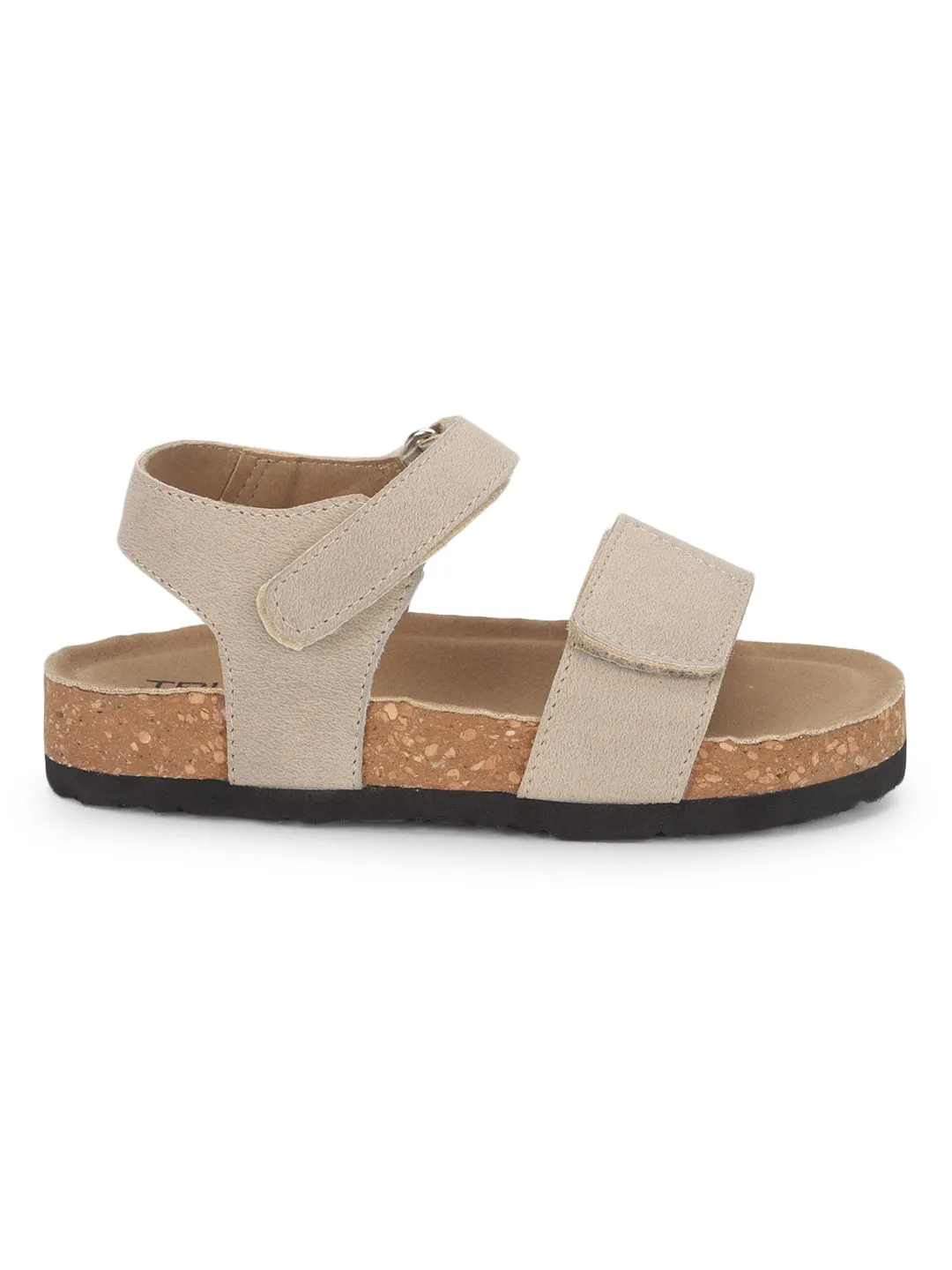 Brown Camel Cork-Latex Footbed Velcro Sandals For Kids-Unisex (TC-100511-BROCML)