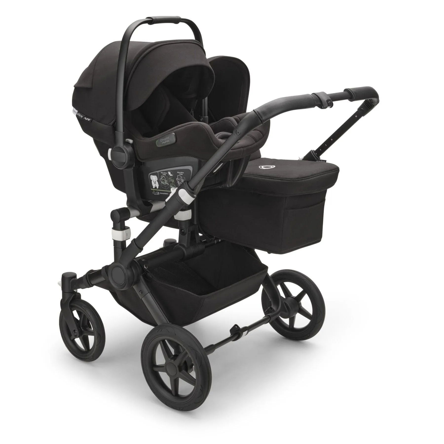 Bugaboo Donkey 5 Duo Complete Turtle Travel System in Midnight Black