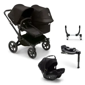 Bugaboo Donkey 5 Duo Complete Turtle Travel System in Midnight Black