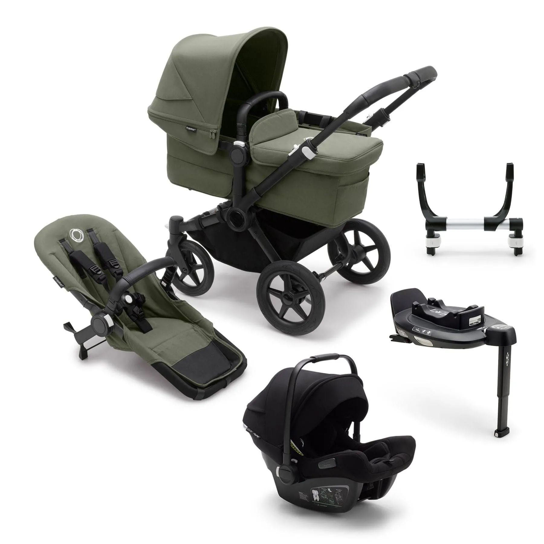 Bugaboo Donkey 5 Mono Turtle Travel System in Forest Green