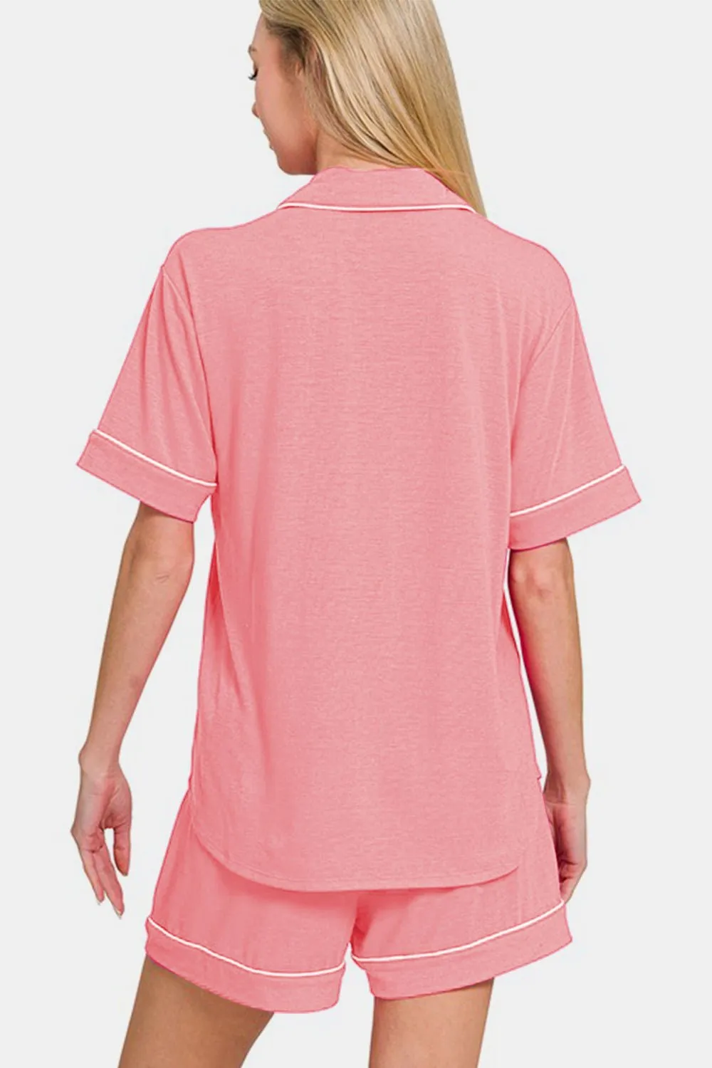 Button Down Short Sleeve Lounge Set