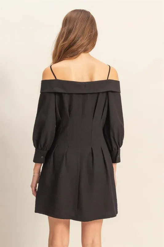 Button Down Spaghetti Strap Mini Dress with Pockets