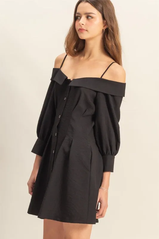Button Down Spaghetti Strap Mini Dress with Pockets