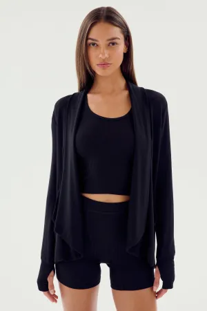 Celine Fleece Cardigan - Black