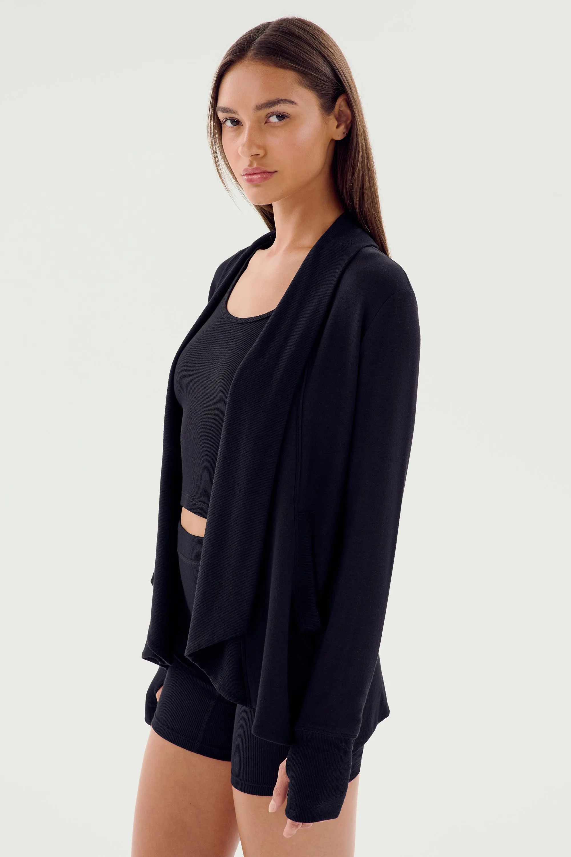 Celine Fleece Cardigan - Black