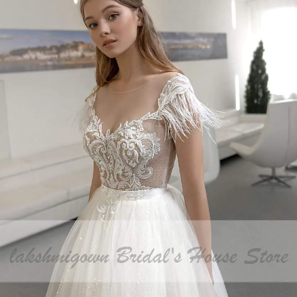 Chic Bridal Dress Glitter Tulle Wedding Gown