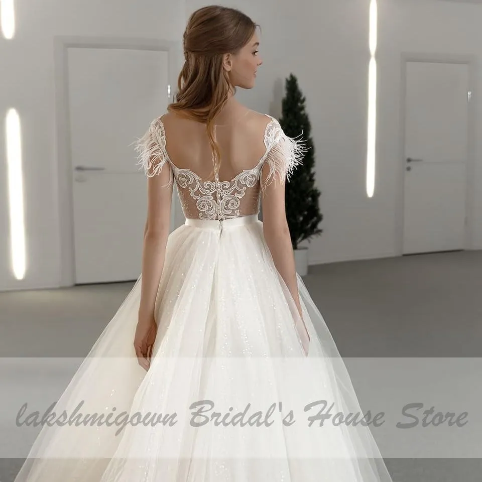 Chic Bridal Dress Glitter Tulle Wedding Gown